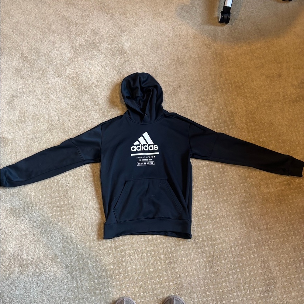Adidas Navy Blue Hoodie with White Logo